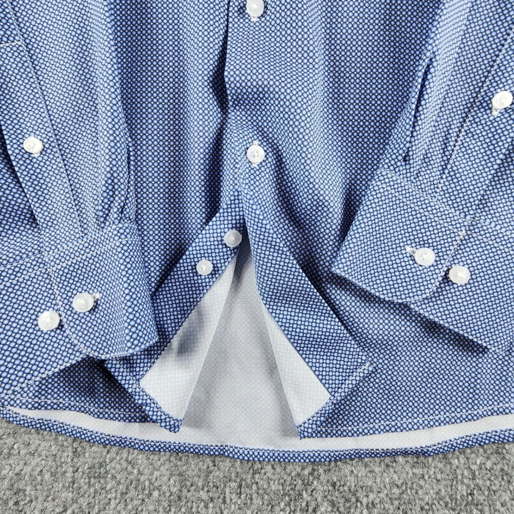Jones New York Signature Slim Fit Dress Shirt Mens XL 17-17.5 Blue Micro Print - Picture 3 of 7
